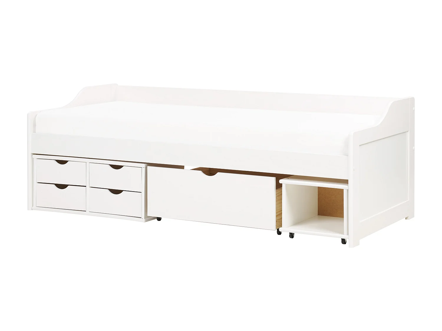 Bedbank met opbergruimte Dennenhout ROYVILLE 90 x 200 cm Wit