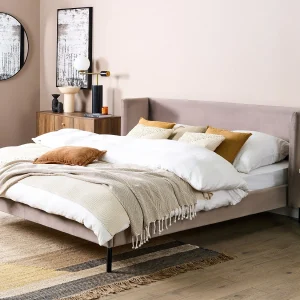 Bed Fluweel ARETTE 180 x 200 cm Taupe