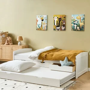Onderschuifbed Dennenhout PETIVILLE 90 x 200 cm Wit Onderschuifbed Dennenhout PETIVILLE 90 x 200 cm Wit