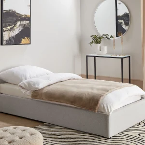Bed met opbergruimte stof lichtgrijs 90 x 200 cm DINAN