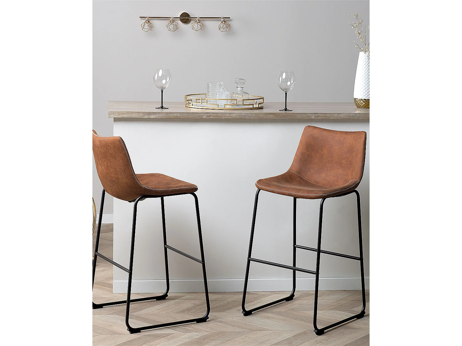 Set van 2 barstoelen FRANKS Goudbruin