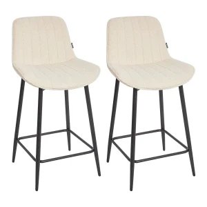 Set van 2 barstoelen DUBROVNIK Bouclé Lichtbeige Set van 2 barstoelen DUBROVNIK Bouclé Lichtbeige
