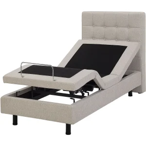 Bed elektrisch verstelbaar stof beige 80 x 200 cm DUKE