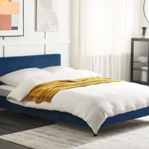 Bed Fluweel FITOU 140 x 200 cm Donkerblauw Bed Fluweel FITOU 140 x 200 cm Donkerblauw