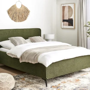 Bed bouclé donkergroen 160 x 200 cm VALOGNES Bed bouclé donkergroen 160 x 200 cm VALOGNES