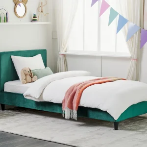 Bed fluweel donkergroen 90 x 200 cm FITOU Bed fluweel donkergroen 90 x 200 cm FITOU