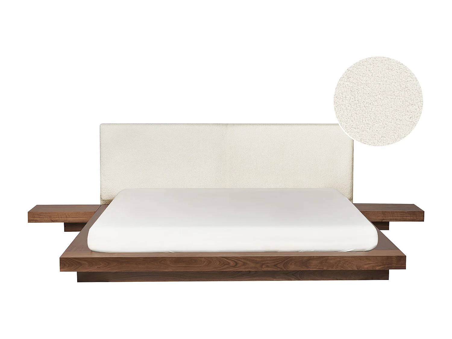 Bed met bouclé hoofdbord bruin 180 x 200 cm ZEN