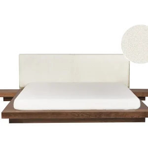 Bed met LED-verlichting Bouclé ZEN 180 x 200 cm LED Bruin essenhout