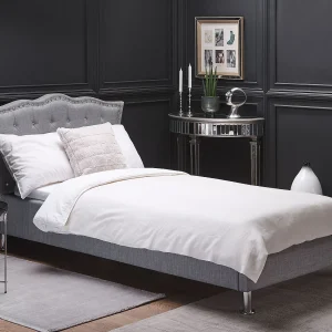 Bed stof grijs 90 x 200 cm METZ Bed stof grijs 90 x 200 cm METZ