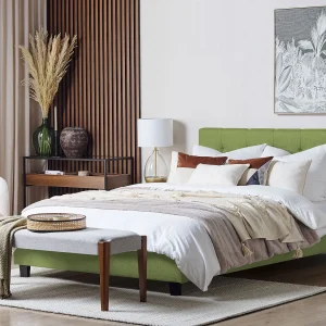Bed Stof LA ROCHELLE 180 x 200 cm Groen Bed Stof LA ROCHELLE 180 x 200 cm Groen