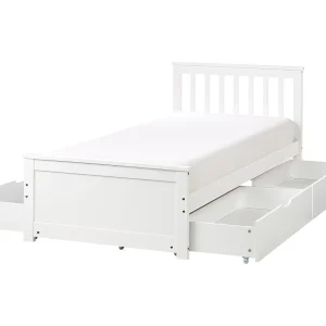 Bed met opbergladen Dennenhout OLENDON 90 x 200 cm Wit Bed met opbergladen Dennenhout OLENDON 90 x 200 cm Wit