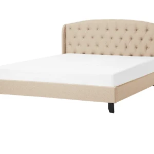 Bed stof beige 140 x 200 cm BORDEAUX Bed stof beige 140 x 200 cm BORDEAUX