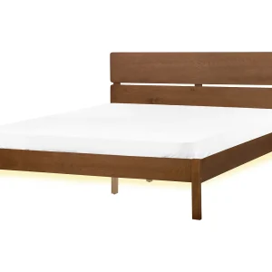 Bed met LED hout lichtbruin 160 x 200 cm BOISSET Bed met LED hout lichtbruin 160 x 200 cm BOISSET