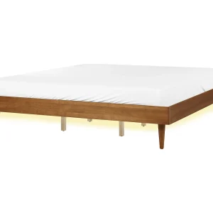 Bed met LED hout lichtbruin 180 x 200 cm TOUCY Bed met LED hout lichtbruin 180 x 200 cm TOUCY