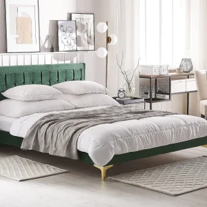 Bed Fluweel LIMOUX 180 x 200 cm Donkergroen