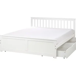 Bed met opbergladen Dennenhout OLENDON 160 x 200 cm Wit Bed met opbergladen Dennenhout OLENDON 160 x 200 cm Wit