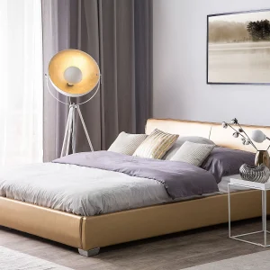 Bed leer goud 140 x 200 cm PARIS Bed leer goud 140 x 200 cm PARIS