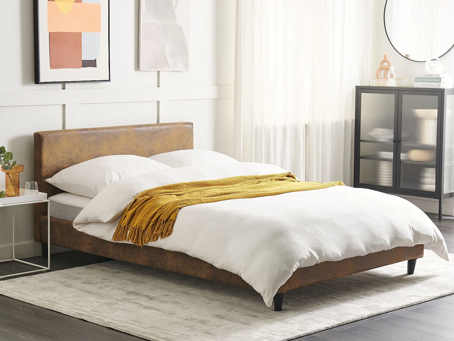Bed Kunstleer FITOU 140 x 200 cm Bruin