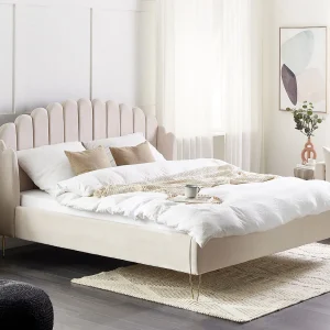 Bed Stof AMBILLOU 180 x 200 cm Lichtbeige Bed Stof AMBILLOU 180 x 200 cm Lichtbeige