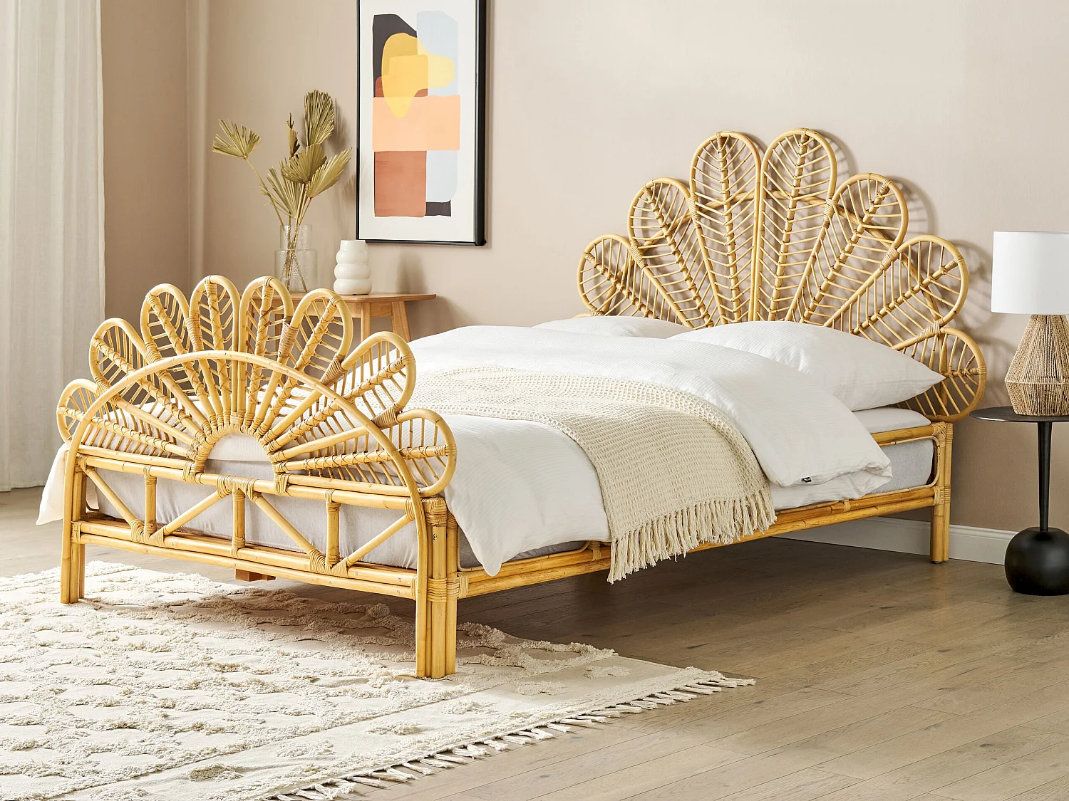 Bed rotan lichtbruin 140 x 200 cm FLORENTINE