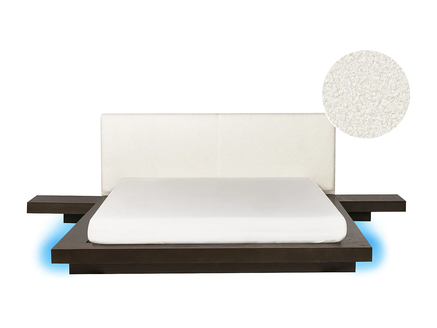 Bed met LED-verlichting Bouclé ZEN 160 x 200 cm LED Donker essenhout