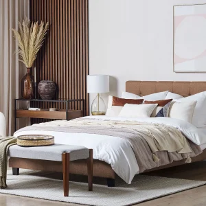 Bed Stof LA ROCHELLE 180 x 200 cm Bruin Bed Stof LA ROCHELLE 180 x 200 cm Bruin