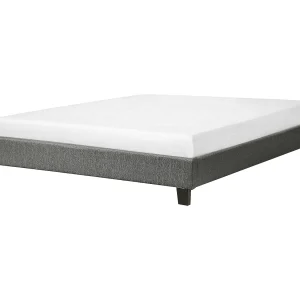 Bed stof grijs 160 x 200 cm ROANNE Bed stof grijs 160 x 200 cm ROANNE