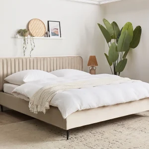Bed Fluweel BRIN 180 x 200 cm Taupe Bed Fluweel BRIN 180 x 200 cm Taupe
