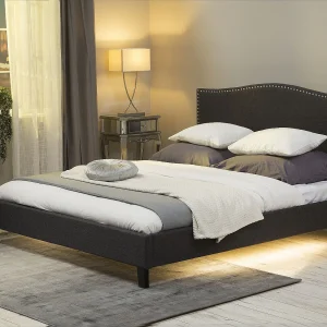 Bed Stof MONTPELLIER 180 x 200 cm LED Wit Bed Stof MONTPELLIER 180 x 200 cm LED Wit