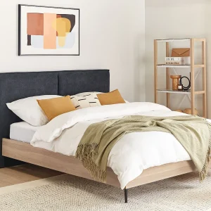 Bed Stof IZERNORE 160 x 200 cm Donkergrijs Bed Stof IZERNORE 160 x 200 cm Donkergrijs