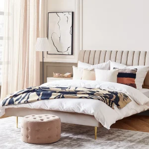 Bed Fluweel MARVILLE 180 x 200 cm Zandbeige Bed Fluweel MARVILLE 180 x 200 cm Zandbeige