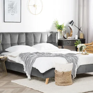 Bed Fluweel SENLIS 180 x 200 cm Grijs Bed Fluweel SENLIS 180 x 200 cm Grijs
