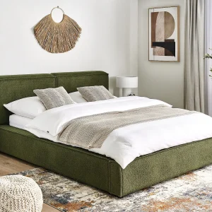 Bed Bouclé LINARDS 160 x 200 cm Donkergroen Bed Bouclé LINARDS 160 x 200 cm Donkergroen