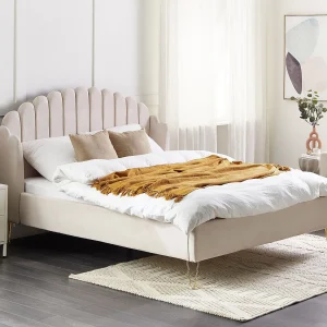Bed Stof AMBILLOU 160 x 200 cm Lichtbeige Bed Stof AMBILLOU 160 x 200 cm Lichtbeige