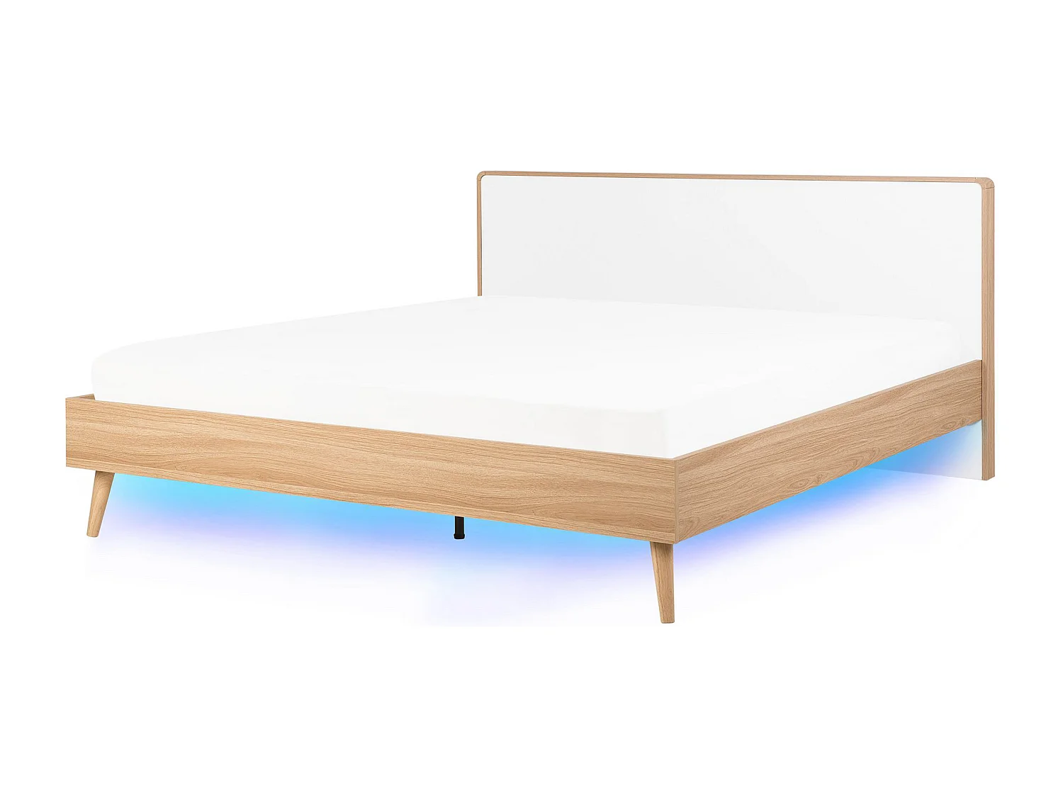 Bed met LED hout lichtbruin/wit 180 x 200 cm SERRIS