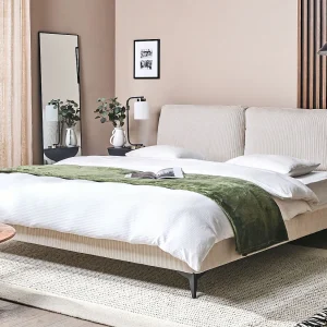 Bed Corduroy MELLE 180 x 200 cm Lichtbeige