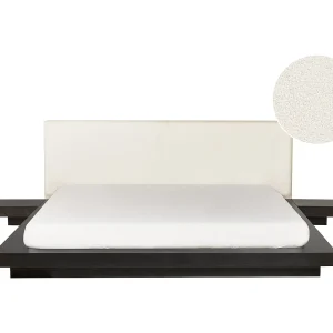 Bed met LED-verlichting Bouclé ZEN 180 x 200 cm LED Donker essenhout