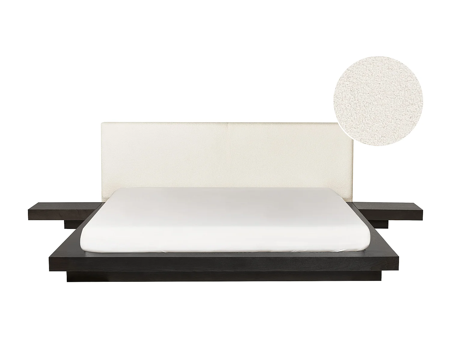 Bed met LED-verlichting Bouclé ZEN 180 x 200 cm LED Donker essenhout