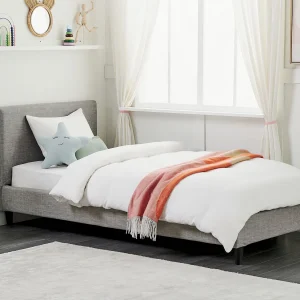 Bed stof lichtgrijs 90 x 200 cm FITOU Bed stof lichtgrijs 90 x 200 cm FITOU