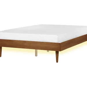 Bed met LED hout lichtbruin 140 x 200 cm TOUCY Bed met LED hout lichtbruin 140 x 200 cm TOUCY