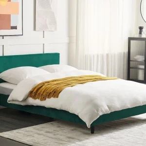 Bed Fluweel FITOU 140 x 200 cm Donkergroen Bed Fluweel FITOU 140 x 200 cm Donkergroen