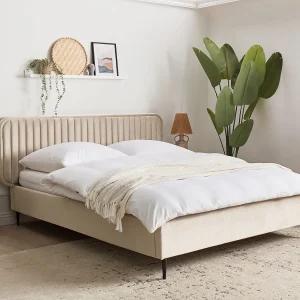 Bed Fluweel BRIN 160 x 200 cm Taupe Bed Fluweel BRIN 160 x 200 cm Taupe