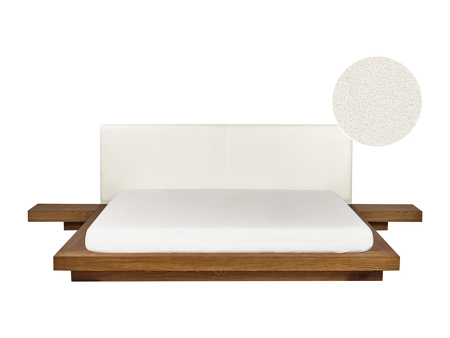 Bed Bouclé ZEN 180 x 200 cm Natuurlijk essenhout