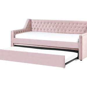 Bedbank fluweel roze 90 x 200 cm MONTARGIS Bedbank fluweel roze 90 x 200 cm MONTARGIS