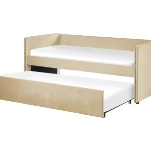 Bedbank fluweel beige 90 x 200 cm TORYES Bedbank fluweel beige 90 x 200 cm TORYES