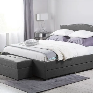 Bed met opbergladen Stof MONTPELLIER 180 x 200 cm Donkergrijs Bed met opbergladen Stof MONTPELLIER 180 x 200 cm Donkergrijs