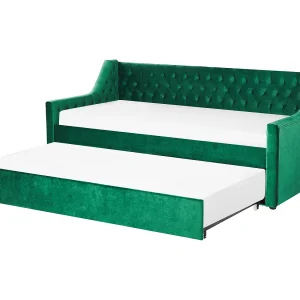 Bedbank fluweel groen 90 x 200 cm MONTARGIS Bedbank fluweel groen 90 x 200 cm MONTARGIS