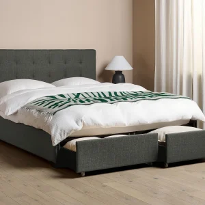 Bed met opbergladen Stof LA ROCHELLE 160 x 200 cm Donkergrijs Bed met opbergladen Stof LA ROCHELLE 160 x 200 cm Donkergrijs