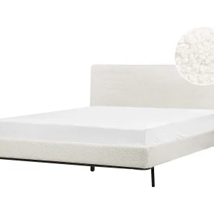 Bed bouclé wit 160 x 200 cm CORIO