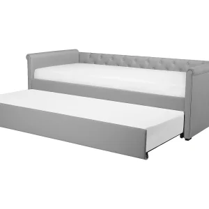 Bedbank stof lichtgrijs 90 x 200 cm LIBOURNE Bedbank stof lichtgrijs 90 x 200 cm LIBOURNE